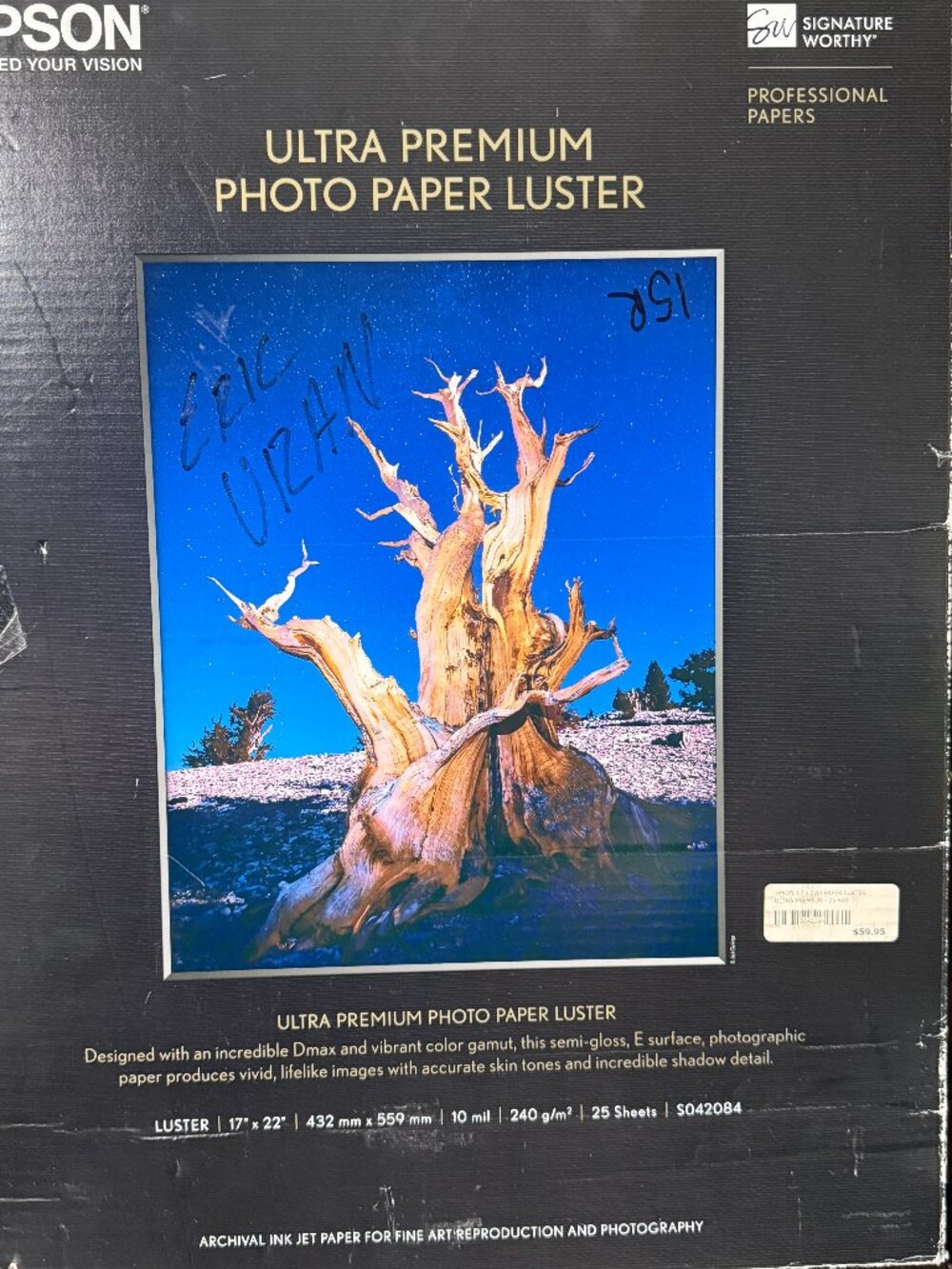Epson Ultra Premium Photo Paper Luster | 17 x 22" | Open Box 13 Sheets